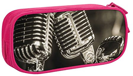 Federmäppchen mit Mikrofonen für Mädchen und Jungen, großes Fassungsvermögen, doppellagig, Stifteetui & Make-up-Tasche für Studenten, Künstler, Schule, Büro, College, rose, Einheitsgröße, Schulranzen