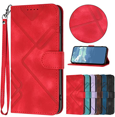 Bxithnr® Handyhülle für Google Pixel 4A 5G, Premium Leder Handy Klappbare Stoßfeste Brieftasche Flipcase Cover [Standfunktion] [Kartenfächern] Schutzhülle Tasche für Pixel 4A 5G Hülle - Rot