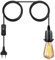Lámpara colgante con enchufe, cable de luces colgantes de 14.8 pies, enchufe de bombillas E26 (negro + PVC + interruptor de encendido/apagado)