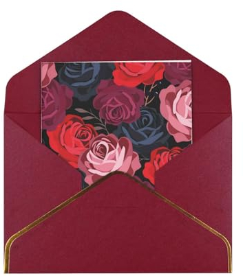 Romantische Rose Darker bedruckte Grußkarten, Perlglanzpapier, Weihnachtskarte, Hochzeitskarte, lustige Geburtstagskarte, leere Karten und Umschläge, denke an dich, Geburtstagskarten
