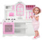 COSTWAY Cucina Giocattolo per Bambini, Cucina Legno per Bambini con Forno, Microonde, Lavello e Rubinetto, con Accessori da Cucina, per Bambini 3+ Anni