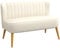 HOMCOM 2-Sitzer Stoffsofa Polstersofa Doppelsofa Retro-Look Sitzmöbel Loungesofa Holzrahmen Cremeweiß 117 x 56,5 x 77 cm