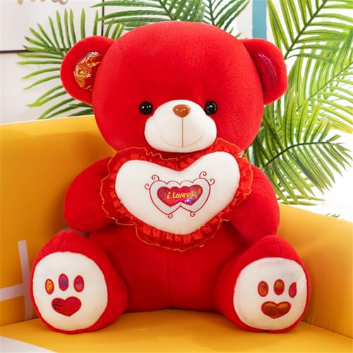 Hava Kolari Teddybär Groß Teddy Bär Plüschtier Kuscheltier Stofftier Teddybär mit Herz für Kinder Jungen Mädchen Geburtstag Weihnachten Valentinstag (Rot,60cm)