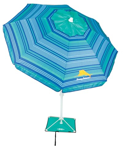 Tommy Bahama ANCHORX - Sombrilla de playa para exteriores de 6 pies con ancla de arena y bolsa de transporte, resistente al viento, sombrilla de playa portátil con ancla, multicolor