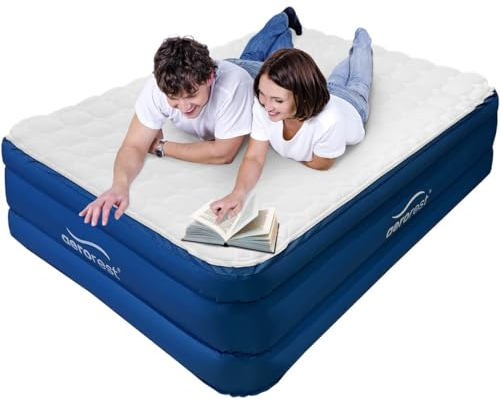 AeroRest Cloud Top Luftmatratze - Doppelbett | Extra lang 210 cm | Mit abnehmbarer und waschbarer Matratzenauflage | Hohe und stabile Luftmatratze | Aufblasbar dank eingebauter Elektropumpe | Mit