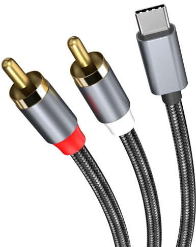MMOBIEL Cavo Audio da RCA a USB USB-C a 2 RCA Maschio – Y Splitter – Adattatore Jack per Cuffie Cavo Audio per smartphone, tablet, altoparlanti, ecc. - 1,2m