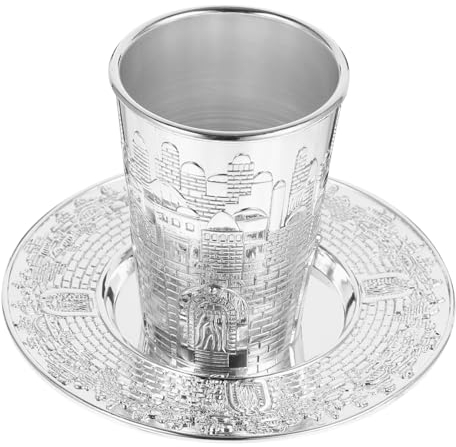 CRILSTYLEO 1 Set Gebetsbecher Set Pessach Weinbecher Havdala Weinbecher Schabbat Kiddusch Becher Versilberter Becher Metall Opferbecher Desktop Weinbecher Judaica Schabbat Becher