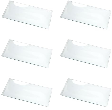 Super Mundo - 6pcs Platos Cristales Rectangulos Transparentes,Para Cocina y Comedor (13x26cm)
