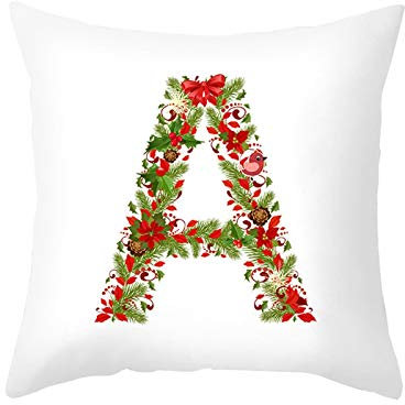 Ethereval Leinen Kissenbezügen Kissenbezug Zierkissen Englisches Alphabet A Zweigblume Rot Grün Kissenbezüge Terasse Kissenbezug Set Outdoor Premiumtouch-Kissenbezüge 40x40cm