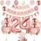 24. Geburtstag Deko Roségold, Luftballon 24. Geburtstag, Geburtstagsdeko 42 Jahr, Mädchen 42 jahre Geburtstag deko, Zahl 24 Luftballons Tortendeko Roségold Weiß Rosa Ballons für Geburtstag Party Deko