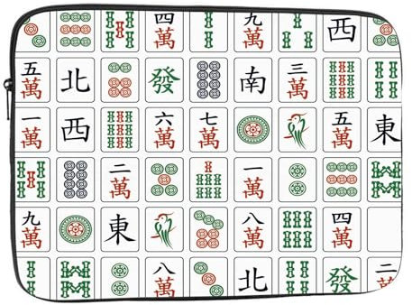 Nicokee Laptop Sleeve Bag 15.4 15.6 Inch,China Mahjong Tiles Characters from 1 to 9 and Honors Majiang Protective Polyester Computer Cases Laptop Cover Tablet Travel Cover