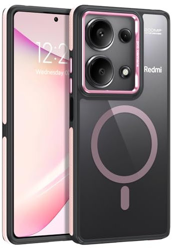 VENINGO Magnetica Cover per Xiaomi Redmi Note 13 Pro 4G Custodia Compatibile con MagSafe Cover Traslucida Protezione A 360 Gradi Custodia per Xiaomi Redmi Note 13 Pro 4G 6,67 Pollice Rosa