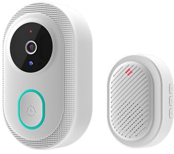 Irishom Smart Doorbell Ring Door Infrared Night Viewing WiFi Wireless Video Bell Rechargeable Video Intercom Doorbell Two-Way Audio Long Transmission Range for Villa Home Office