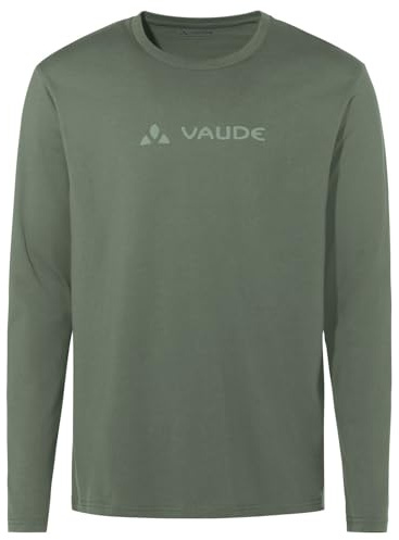 VAUDE Herren Logo LS T-Shirt, funktionell und atmungsaktiv, 100% aus GOTS-zertifizierter Bio-Baumwolle, Agave, S