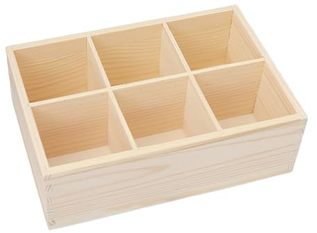 Fodlon Stiftehalter Holz, Quadrat Stiftehalter, 6 Fächer, 4 Fächer Schreibtisch Organizer Stifte, DIY Wooden Pen Holder, Pen Holder Organiser für Schreibware (B)