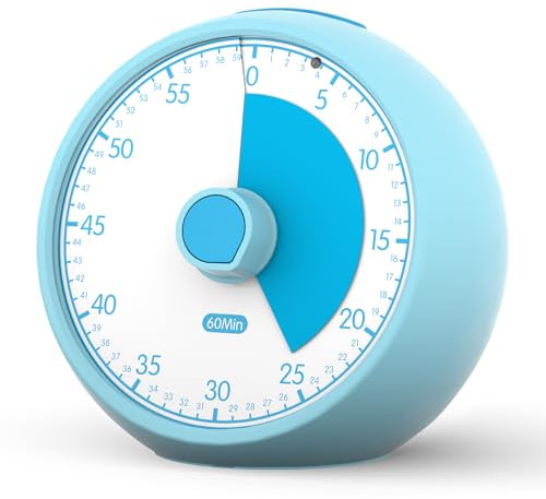 Temporizador Niños Visual Silencioso Pomodoro Timer con 60 Min Cuenta Atrás - Educativo para Tareas, Cocina y Deberes | Conchstar (Azul)