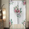 Surwin Rideau de Porte Japonais Interieur Fleur Rose Noren en Lin Fenêtre Rideaux Panneau Tenture Tapisserie Décoration pour Porte Fenetre Chambre Décor (Blanc,85 * 90cm)
