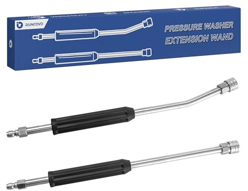 Raincovo Pressure Washer Extension Wand, Anti-Slip Grip Power Washer Lance for Car Washing, Curved Angled and Straight Wand Replacement, 2 Pack, 1/4'' Quick Connect