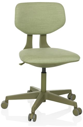 hjh OFFICE Kinderdrehstuhl mit höhenverstellbarer Rückenlehne Kid Colore Mitwachsender Schreibtischstuhl für Kinder von 6-12 Jahre, Grün