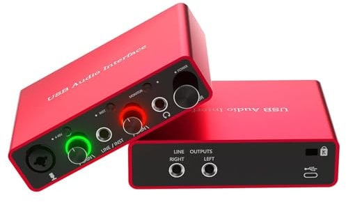 24Bit/192kHz USB Audio Interface mit 48V Phantomspeisung | Plug & Play | Kompatibel mit den meisten DAWs & Recording Software | Ideal für Musiker, Sänger, Podcaster (Solo-Modell)