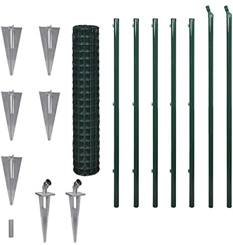 HUAKEHOM Gitterzaun Zaun Zaunset Gartenzaun Drahtzaun Zaunsatz Maschendraht Set Stahl Grün Metallzaun 10 x 1,7 m Grün