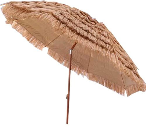 JTPMYFT Sombrilla de Playa de Paja for Patio, 8 Varillas, con Bolsa de Transporte Inclinada, for Exteriores, jardín, Playa, Piscina y Patio Trasero.(1.6m)