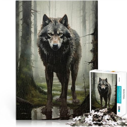 für Erwachsene1000-Teile-Puzzles Wolf Art Aus Holz Geeignet für Kinder ab 14 Jahren Entspannungsspiele Einzigartige Geburtstags Größe：50x75cm/19.6x29.5Zoll