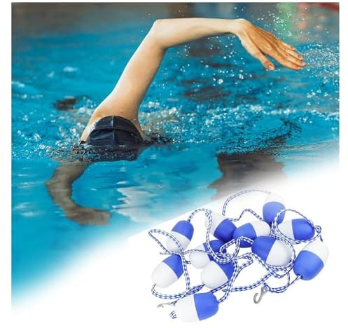 SXJY Corde de séparation Flottante for Piscine avec Crochet – Ligne de Couloir de nage Anti-Vagues réglable de 1 à 24 m(Nylon,15meters)