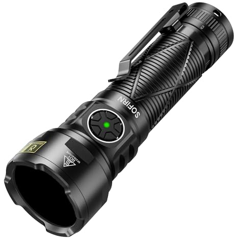SOFIRN SR15 Linterna UV 365nm, Linterna Recargable de Luz Ultravioleta Negra, Impermeable IPX8 para Minerales, Búsqueda de Ámbar, Detección de Orina de Mascotas, Resina, Viajes, Inspección Profesional