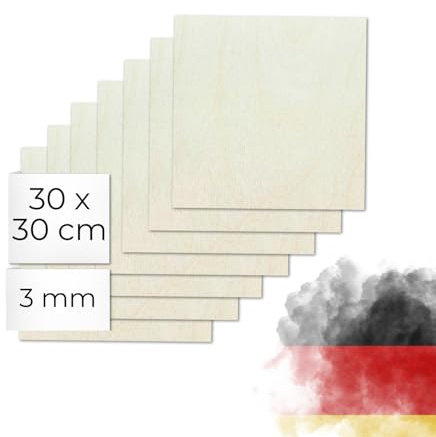 Sperrholz Birke 3mm - Premium Holzplatten für Lasercut, Gravur, Basteln, glatte Oberfläche, ideal für Modellbau, Brandmalerei und DIY-Projekte - von Genisys : 30x30cm 15x