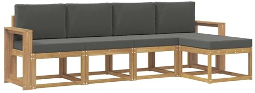 vidaXL Outdoor-Sofagarnitur mit Kissen 5 pcs Weiß und Anthrazit, Garten Sofa Set, Moderne Möbel für draußen, Robustes Sitzen für Terrasse, Garten und Balkon, schicker Akazien Lounge
