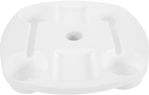 Bandeja de Mesa con Portavasos y Sombrilla de Playa de Plástico Blanco | Compartimento para Refrigerios, Fijación Segura y Montaje Sencillo, para Patio, Playa y Camping