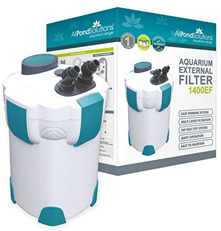 allpondsolutions 1400EF Aquarium External Fish Tank Water Filter for Coldwater, Tropical or Marine Aquariums, for Tanks Up to 600 Litres – Includes Filter Media, hose and Spray Bar - Full Kit.