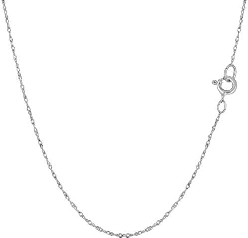 White Gold Rope Chain Necklace, 0.6mm, 20