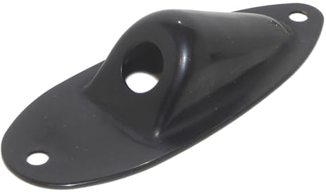 Electric guitar input jack socket plate in black recessed including screws for Strat style guitars