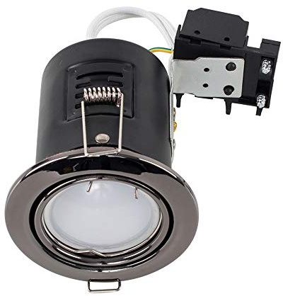 MiniSun | Fire Rated Black Chrome Tiltable GU10 Recessed Ceiling Downlights | LED Bulbs, Home Décor & Improvement Essential | Pack of 10 | Includes Bulb [3000K Warm White] | Mains Wired