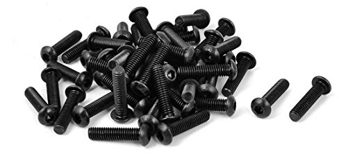 sourcing map 50 Stück Linsenkopfschrauben Innensechskant M6x 25mm Zylinderschrauben Button Head Innensechskantschrauben Schwarz