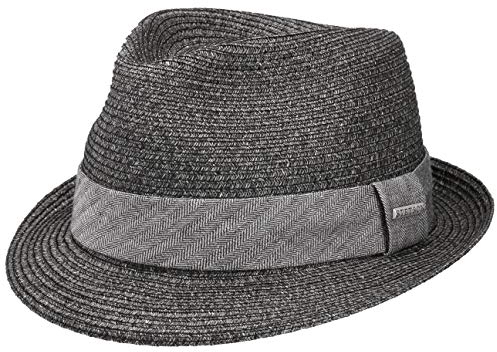 Stetson Reidton Toyo Trilby Strohhut Herren - Melierter Hut mit Garniturband - Sonnenhut aus Toyo-Stroh - Herrenhut - Sommerhut Frühjahr/Sommer - Trilbyhut anthrazit M (56-57 cm)