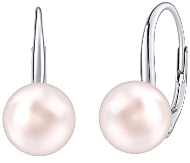 SILVEGO Damen Ohrringe aus 925 Sterling Silber mit weißer, schwarzer oder rosa Perle Swarovski Crystals