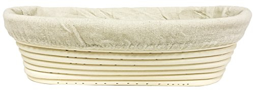 eoocvt Banneton-Brotform, oval, lang, 28 cm, Rattan, handgefertigter Korb und Einsatz