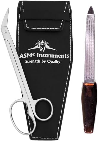 ASM® Toe Nail Scissors Clippers + Nail File with Pouch - Extra Long Handle Stainless Steel Toenail Scissor for Fingernail & Thick Ingrown Toenails Chiropody Podiatry Nail Clippers for Women & Men