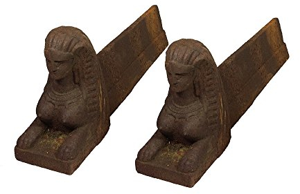 zeitzone 2 Stück Feuerbock Sphinx Gusseisen Antik-Stil Kaminrost Feuerhunde Ägypten