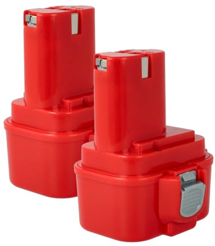 vhbw 2X Akku kompatibel mit Makita 6400D | 6400DW, 6221DW, 6221DWE, 6703D, 6703DW, 6702D, 6702DW, 6704D Werkzeug (1500 mAh, NiMH, 9,6 V)