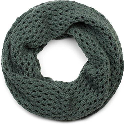 styleBREAKER Unisex Strick Loopschal mit Loch Muster, Uni Lochstrick Schlauchschal, Winter Strickschal 01018156, Farbe:Dunkelgrau