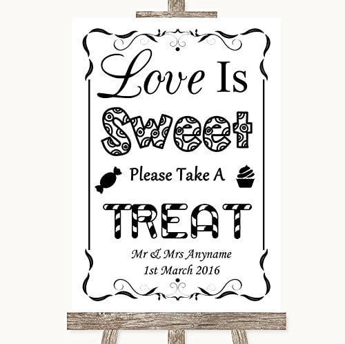 Black & White Wedding Sign Collection Black & White Love is Sweet Take A Treat Candy Buffet Wedding Sign