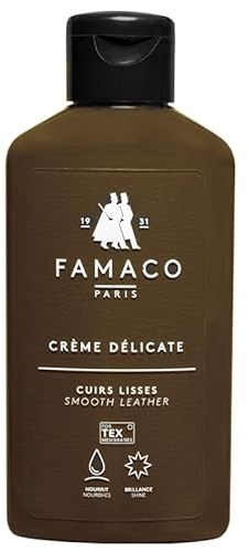 Famaco - Crème Délicate 125ml pour Cuirs Lisses - MARRON FONCE - Lait Nourrissant à Base de Cire - Nettoie, nourrit et Assouplit en Douceur les Chaussures