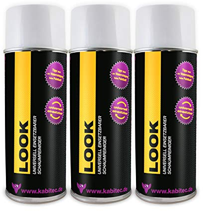 KABITEC LOOK universell einsetzbarer Schaumreiniger in Profi-Qualität, 3x 400 ml Aerosol │ universal Schaumreiniger-Spray Glasreiniger-Schaum KFZ Reinigungsschaum