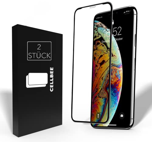 CELLBEE Unbreakable iPhone X/XS iPhone 11 Pro Panzergläs geeignet für Apple Panzerglasfolie,Staubfrei, 2 Stück Premium Display-Schutz, Full Cover Schutzfolie Unzerbrechlich - Schwarz