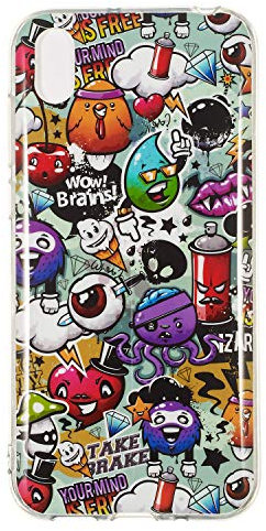 DasKAn Leuchtend Silikon Hülle für Huawei Y5 2019,Fluoreszierend Licht im Dunkeln Lustiges Graffiti Bunt Muster Ultra Dünn Weich Gummi Rückseite Handy Tasche Stoßfest Gel TPU Schutzhülle,#2