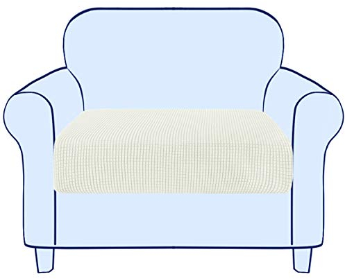 subrtex Sofa Sitzkissenbezug Stretch Sitzkissenschutz Elastischer Kissenbezüge Husse überzug Bezug für Sofa Sitzkissen (1 Sitzer, Creme)